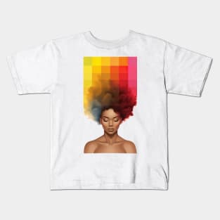 Rainbow Pixel Afro Art Kids T-Shirt